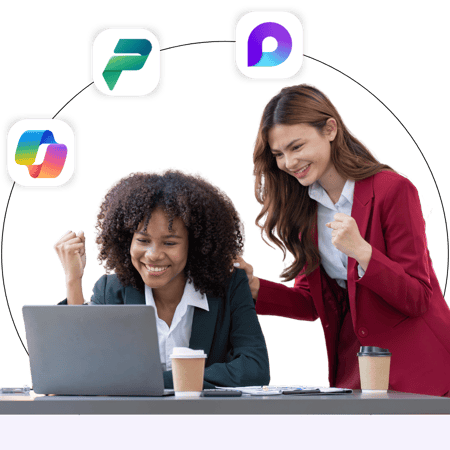 women working on software training