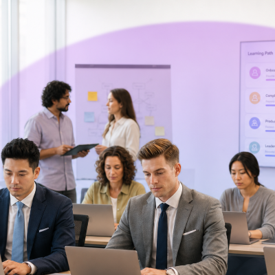 people training in an office
